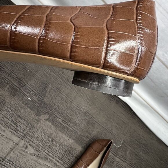 Everlane The 90's Flat Shoe 100% Brown Leather Croc Embossed Women’s Sz 7 - Picture 8 of 15